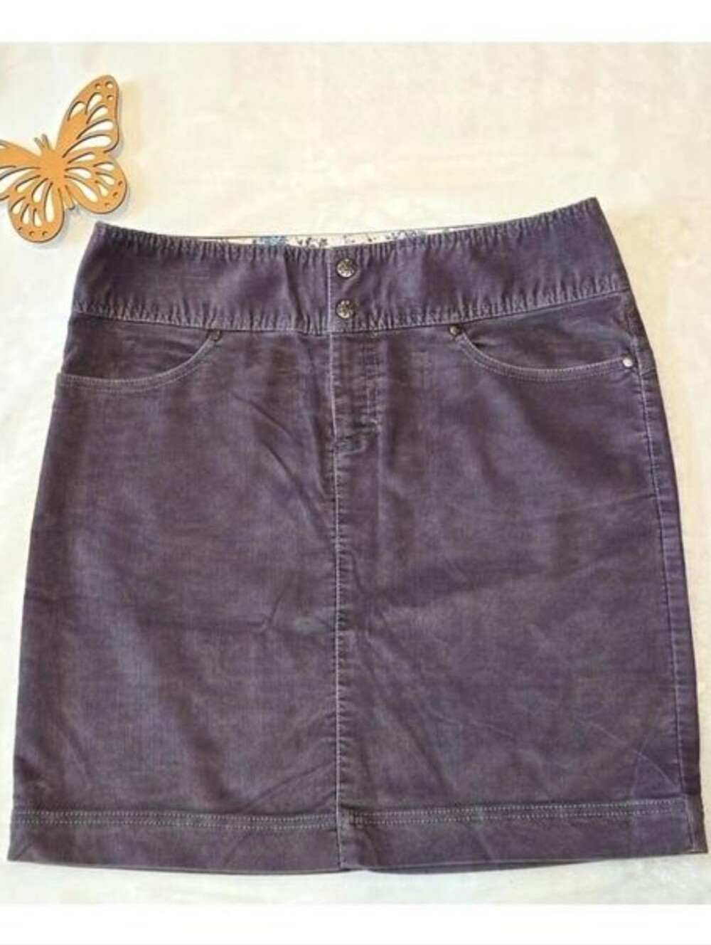 Athleta Gray Corduroy Pencil Skirt Size 6 Tall